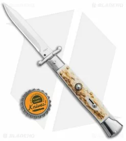 AKC Italian Stiletto Bayonet Swinguard Automatic Knife Stag Horn (4" Satin) -Avokelavavat Sales Store AB SKM Swinguard 9in Stag Bayo Satin GX 4853 jr bottlecap