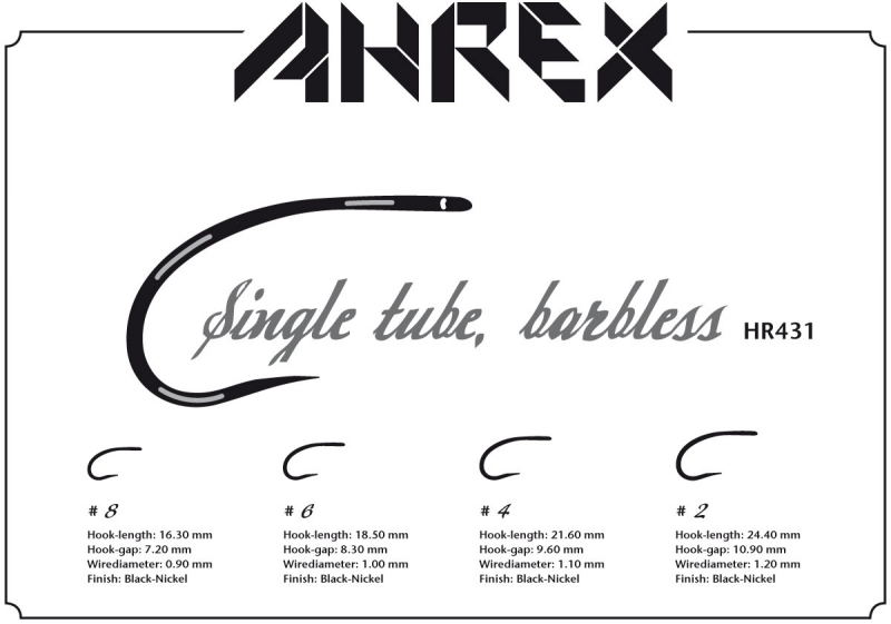 Ahrex Hooks Ahrex HR431 - Tube Single Barbless 3 Ahrex Hooks Ahrex HR431 - Tube Single Barbless