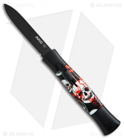 AKC 077 Concord OTF Automatic Knife Red/White Skull (3.25" Black Flat) 3 AKC 077 Concord OTF Automatic Knife Red/White Skull (3.25" Black Flat)