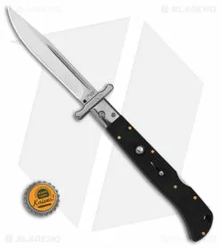 Italian Style 11" Roma Drop Point Automatic Swinguard Black G-10 (4.6" Polished) -Avokelavavat Sales Store AKC 11in Roma Black G10 Automatic Swinguard DP polished plain GX 39623 td size