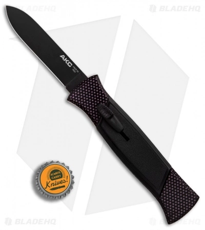 AKC 777 Blackfinger OTF Automatic Knife Sim Carbon Fiber (3.375" Black Flat) 6 AKC 777 Blackfinger OTF Automatic Knife Sim Carbon Fiber (3.375" Black Flat) - Image 4