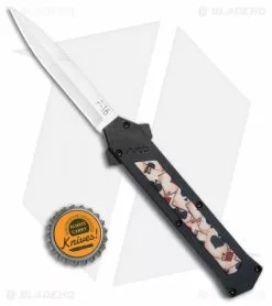 AKC F-16 Bayonet D/A OTF Automatic Knife Ace Playing Cards Inlay (3.3" Satin ) -Avokelavavat Sales Store AKC F 16 Bayo DA OTF Auto Ace Playing Cards Inlay Satin BHQ 106222 jr bottlecap