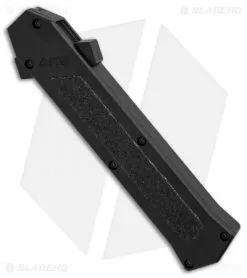 AKC F-16 D/A OTF Automatic Knife Black Aluminum (3.3" Satin) -Avokelavavat Sales Store AKC F 16 Black DA Dagger Satin Plain GX 30994 er spine