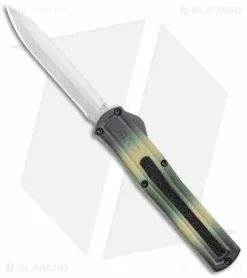 AKC F-20 D/A Dagger OTF Automatic Knife Green Camo Aluminum (3.6" Satin)