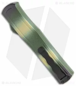 AKC F-20 D/A Dagger OTF Automatic Knife Green Camo Aluminum (3.6" Satin) -Avokelavavat Sales Store AKC F 20 DA Dagger OTF Auto Camo Satin BHQ 140488 jr side