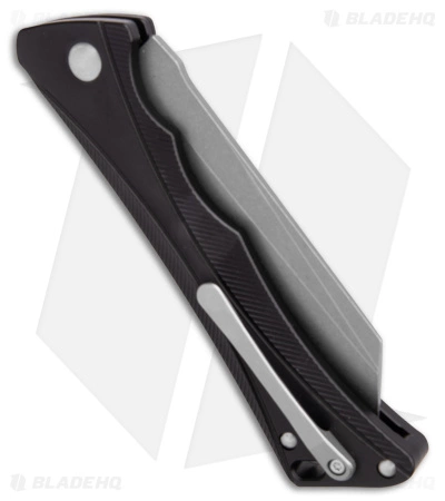 AKC Smarty Automatic Knife Button Lock Black Aluminum (3.3" Stonewash) 5 AKC Smarty Automatic Knife Button Lock Black Aluminum (3.3" Stonewash) - Image 3