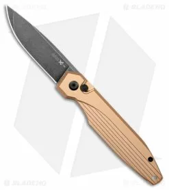 AKC Xtreme AKC X-treme Dandy Tan Aluminum Automatic Knife (3.1" Black Stonewash)