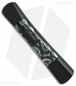 AKC Concord OTF Automatic Knife Route 66 Skull (3.25" Black Flat) -Avokelavavat Sales Store AKC concord route 66 skull flat grind black plain BP 19004 er side