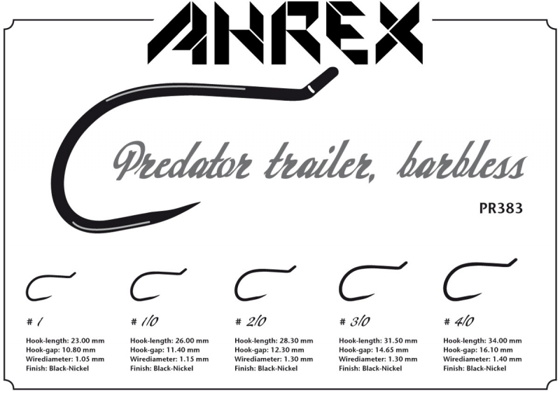 Ahrex Hooks Ahrex PR383 - Predator Trailer Hook, Barbless 3 Ahrex Hooks Ahrex PR383 - Predator Trailer Hook, Barbless