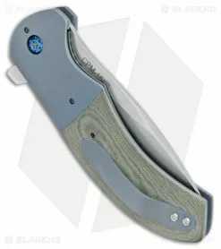 Aaron Frederick Custom Rictor Flipper Knife Green Micarta/Ti (3.37" Stonewash) -Avokelavavat Sales Store Aaron Frederick Custom Rictor Green Micarta Ti SW BHQ 102296 jr side