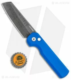 Arcform Slimfoot Automatic Knife Blue Aluminum (3.1" Damscus) -Avokelavavat Sales Store Arcform Slimfoot Auto Blue Damascus jr bottlecap