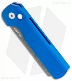 Arcform Slimfoot Automatic Knife Blue Aluminum (3.1" Damscus) -Avokelavavat Sales Store Arcform Slimfoot Auto Blue Damascus jr spine
