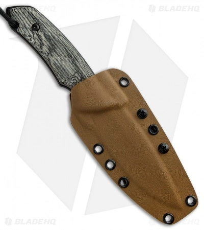 Attleboro Knives Battle Knife Fixed Blade W/ Tan Sheath (4.5" Black Serr) 5 Attleboro Knives Battle Knife Fixed Blade W/ Tan Sheath (4.5" Black Serr) - Image 3