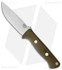 Bark River Bravo 1 LT Fixed Blade Knife Green Canvas Micarta (4.25" Elmax)
