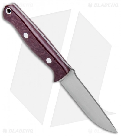 Bark River Bravo EDC Fixed Blade Knife Burgandy Canvas Micarta (3.375" Satin) 4 Bark River Bravo EDC Fixed Blade Knife Burgandy Canvas Micarta (3.375" Satin) - Image 2