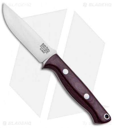Bark River Bravo EDC Fixed Blade Knife Burgandy Canvas Micarta (3.375" Satin) 3 Bark River Bravo EDC Fixed Blade Knife Burgandy Canvas Micarta (3.375" Satin)