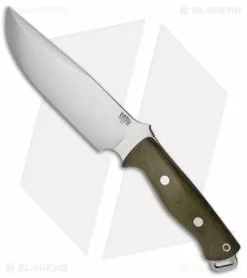 Bark River Bravo Survivor Fixed Blade Knife Green Micarta (7.125" Satin)