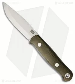 Bark River Bushcrafter Fixed Blade Green Canvas Micarta (3.875" Satin CPM-154)