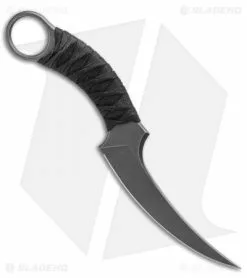 Bastinelli Creations Mako Fixed Blade Knife Black Cord W/ Menuki (4.5" Black) -Avokelavavat Sales Store Bastinelli Creations Mako Fixed Blade Menuki BHQ 115144 LS Spine