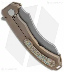 Bat Cave Blades #14 Folding Knife Titanium Paintbrush Speckled (3.25" Acid) -Avokelavavat Sales Store Bat Cave Blades 14 Folding Knife Ti Speckled Dimpled BHQ 117286 jr side