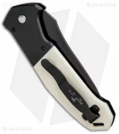 Bear OPS Bold Action V Tanto Automatic Knife Black G-10/White Bone (3.75" Black) -Avokelavavat Sales Store Bear OPS Bold Action V Tanto Auto Black G 10 White Bone Black AC 550 WSB6 B BHQ 90687 jr side