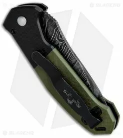 Bear OPS Mini Bold Action V Tanto Auto Knife Black/Green G-10 (3.25" Damascus) -Avokelavavat Sales Store Bear OPS Mini Bold Action V Tanto Auto Black Green G 10 Damascus AC 500 B4 LD BHQ 83232 jr side