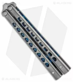 Biegler Bladeworks Custom Corsair 9 Hole Balisong Knife Blue Ti (4.2" Satin) -Avokelavavat Sales Store Biegler Bladeworks Custom Corsair 9 Hole Balisong Blue Ti Satin BHQ 147505 jr side