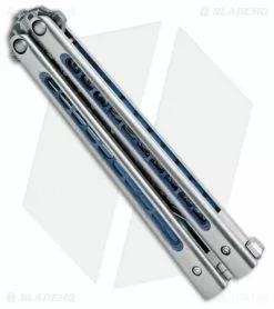 Biegler Bladeworks Zukuri Butterfly Knife Titanium Blue Holes (4.5" Damascus) 8 Biegler Bladeworks Zukuri Butterfly Knife Titanium Blue Holes (4.5" Damascus) -Avokelavavat Sales Store Biegler Bladeworks Zukuri Butterfly Ti Blue Holes Damascus BHQ 100719 jr side