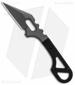 Fox Knives BlackFox Panchenko Spike Tactical Fixed Blade Neck Knife Black G-10 (1.5" Gray)