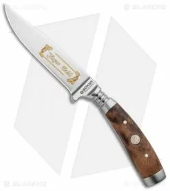 Boker Jager Gold Gobec Nicker Fixed Blade Knife Walnut Wood (4" Satin) 122532
