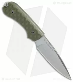 Bradford Knives Guardian3 Fixed Blade Knife OD Green (3.5" False Edge Stonewash) -Avokelavavat Sales Store Bradford Knives Guardian3 OD Green False Edge SW 3FE 002 BHQ 24540 jr spine