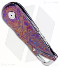 Brian Tighe Custom Tighe Nee Automatic Knife Timascus (1.9" Damasteel) -Avokelavavat Sales Store Brian Tighe Custom Tighe Nee Auto Timascus Damasteel BHQ 77981 jr side