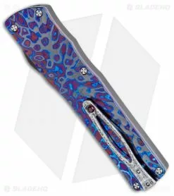 Brian Tighe & Friends Brian Tighe Custom Twist Tighe Dagger OTF Black/Timascus (3.75" Damacore) 1 -Avokelavavat Sales Store Brian Tighe Custom Twist Tighe Dagger Black Timascus Damacore BHQ 115804 jr side