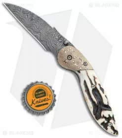 Broadwell Studios Custom Gent's Dress Folder Knife Stag (2.75" Damascus) -Avokelavavat Sales Store Broadwell Studios Custom Gents Dress Stag Damascus BHQ 119596 jr bottlecap