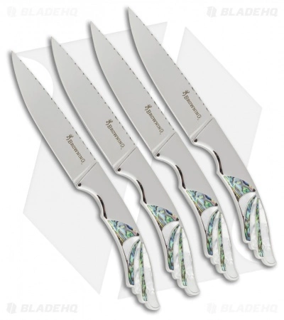 Browning Russ Kommer 4 Piece Steak Knife Set Abalone/MOP (4" Mirror) BR0072 3 Browning Russ Kommer 4 Piece Steak Knife Set Abalone/MOP (4" Mirror) BR0072