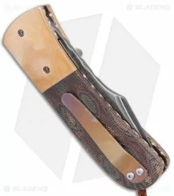 Burr Oak Knives Harpoon Mini Knife Snakeskin Micarta/Bronze (3" San Mai) -Avokelavavat Sales Store Burr Oak Knives Harpoon Mini Knife Snakeskin Micarta Bronze San Mai BHQ 99350 kp side