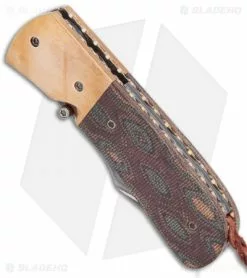 Burr Oak Knives Harpoon Mini Knife Snakeskin Micarta/Bronze (3" San Mai) -Avokelavavat Sales Store Burr Oak Knives Harpoon Mini Knife Snakeskin Micarta Bronze San Mai BHQ 99350 kp spine