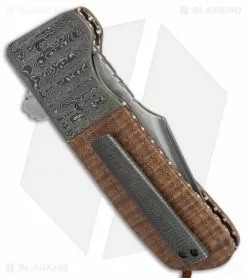 Burr Oak Knives Rule 9 Harpoon Flipper Knife Oak/Damascus (3.75" San Mai) -Avokelavavat Sales Store Burr Oak Knives Rule 9 harpoon oak damascus san mai BHQ 71613 er side