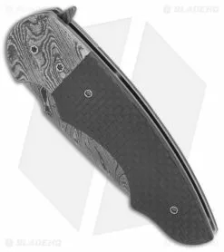 Ball Custom Knives Butch Ball Custom Liner Lock Flipper Knife Damascus/CF (3.25" Damascus) -Avokelavavat Sales Store Butch Ball Custom damascus cf BHQ 71667 er spine