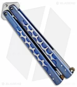 Chuck Gedraitis Chuck Gedraits Custom Balisong #165 Knife Blue Ti W/ Kevlar LSCF Latch (Satin) -Avokelavavat Sales Store Chuck Gedraitis Custom Channel Balisong 165 Blue Ti Kevlar LSCF Latch BHQ 71716 jr spine