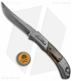 Chuck Gedraitis Custom Clever Girl Automatic Knife + Stand (3.75" Damascus) -Avokelavavat Sales Store Chuck Gedraitis Custom Clever Girl Auto Damascus Mastadon BHQ 147742 jr bottlecap