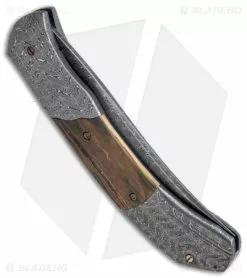 Chuck Gedraitis Custom Clever Girl Automatic Knife + Stand (3.75" Damascus) -Avokelavavat Sales Store Chuck Gedraitis Custom Clever Girl Auto Damascus Mastadon BHQ 147742 jr side