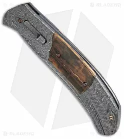 Chuck Gedraitis Custom Clever Girl Automatic Knife + Stand (3.75" Damascus) -Avokelavavat Sales Store Chuck Gedraitis Custom Clever Girl Auto Damascus Mastadon BHQ 147742 jr spine