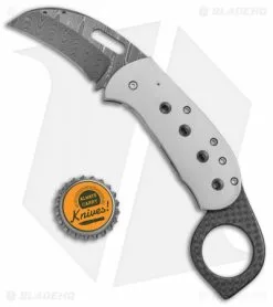 Chuck Gedraitis Karambit Frame Lock Knife Ti/Carbon Fiber (2.25"Damascus) -Avokelavavat Sales Store Chuck Gedraitis Karambit FL Ti CF Damascus BHQ 75811 jr bottlecap