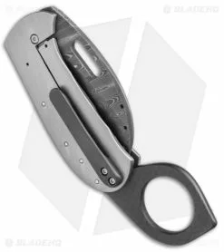 Chuck Gedraitis Karambit Frame Lock Knife Ti/Carbon Fiber (2.25"Damascus) -Avokelavavat Sales Store Chuck Gedraitis Karambit FL Ti CF Damascus BHQ 75811 jr side