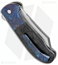 Chuck Gedraitis Large Puffin Flipper Knife Marbled CF/Timascus (3.5" Two-Tone) -Avokelavavat Sales Store Chuck Gedraitis Large Puffin Marbled CF Timascus TT BHQ 71711 jr side