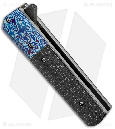 Chuck Gedraitis Small Yakuza Frame Lock Knife Silver LSCF/Timascus (3" Damascus) 4 Chuck Gedraitis Small Yakuza Frame Lock Knife Silver LSCF/Timascus (3" Damascus) - Image 2