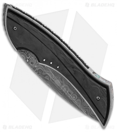 Corrie Schoeman B Ware Flipper Knife Marble Carbon Fiber (2.75" Damascus) 5 Corrie Schoeman B Ware Flipper Knife Marble Carbon Fiber (2.75" Damascus) - Image 3