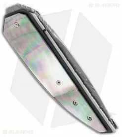 Corrie Schoeman DLete Front Flipper Knife Mother Of Pearl (2.375" Damascus) -Avokelavavat Sales Store Corrie Schoeman Stout FF Mother of Pearl Damascus BHQ 109884 jr side