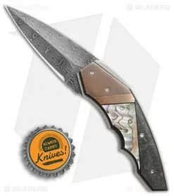 Corrie Schoeman X-Ecute Flipper Knife Abalone/Carbon Fiber (6" Damascus) -Avokelavavat Sales Store Corrie Schoeman XEcute abalone cf damascus BHQ 72036 er size